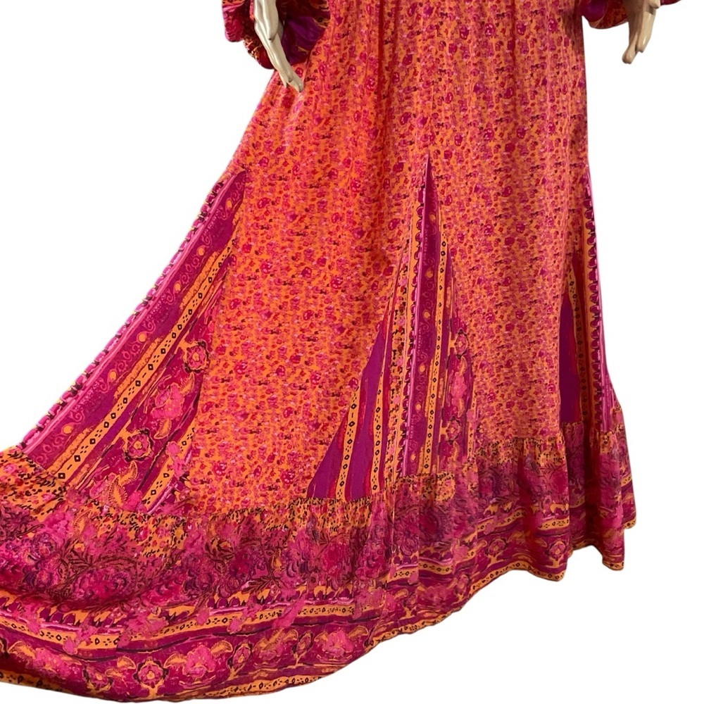 Free People Happy Feelings Maxi Dress Pink Orange Boho Floral Size size Large - Picture 4 of 15
